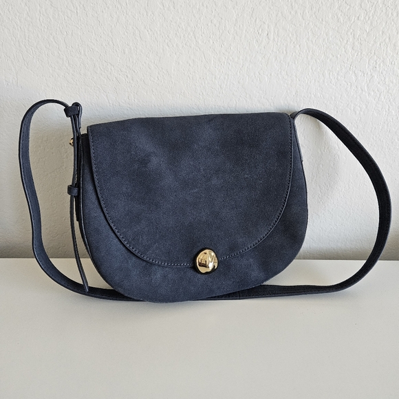 NWT Madewell | Dakota Large Saddle Crossbody Bag Indigo Navy Blue Leather Womens - Picture 4 of 12